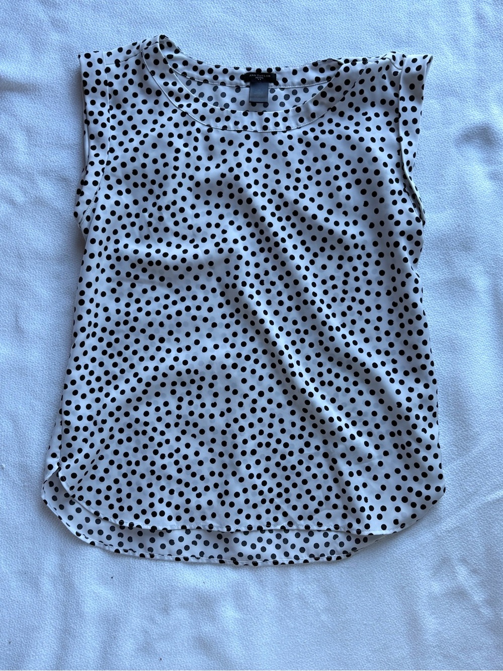 Ann Taylor White Camisole with Black Polka Dots